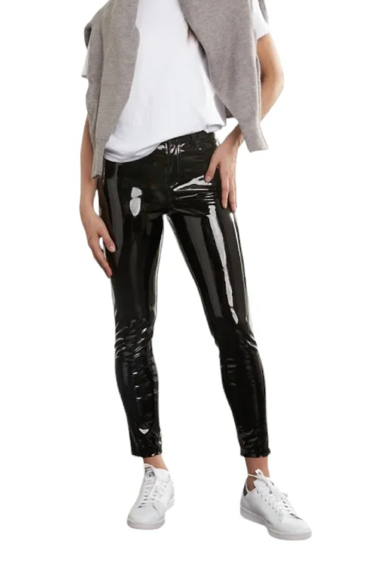 Weekend Specials to Love Faux Patent Leather 5-Pocket Pants In Black