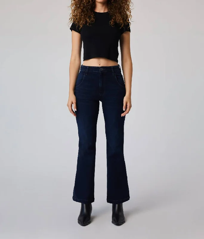 Reduced Rates Grant High Rise Trouser Flare Jean In Dark Moore