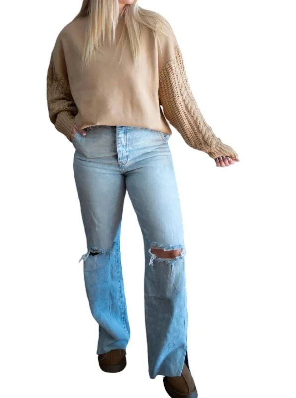 Stock Up Lover Boy Wide Leg Jeans In Washed Blue