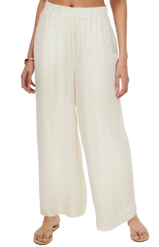 Year-End Clearance Medina Metallic Chiffon Pant In White