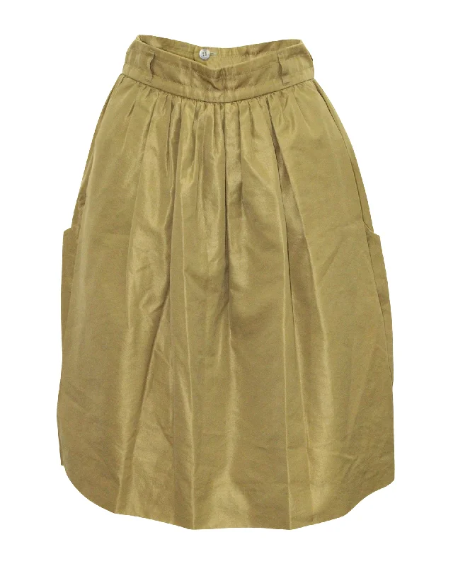 Unmissable Offer Yves Saint Laurent Overlay Wide Legged Pants in Green Cotton