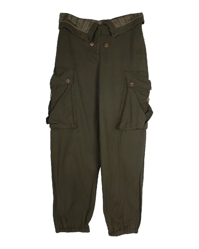 Deep Savings Alexander Mcqueen Vintage Stylized Cargo Pants in Olive Green Cotton