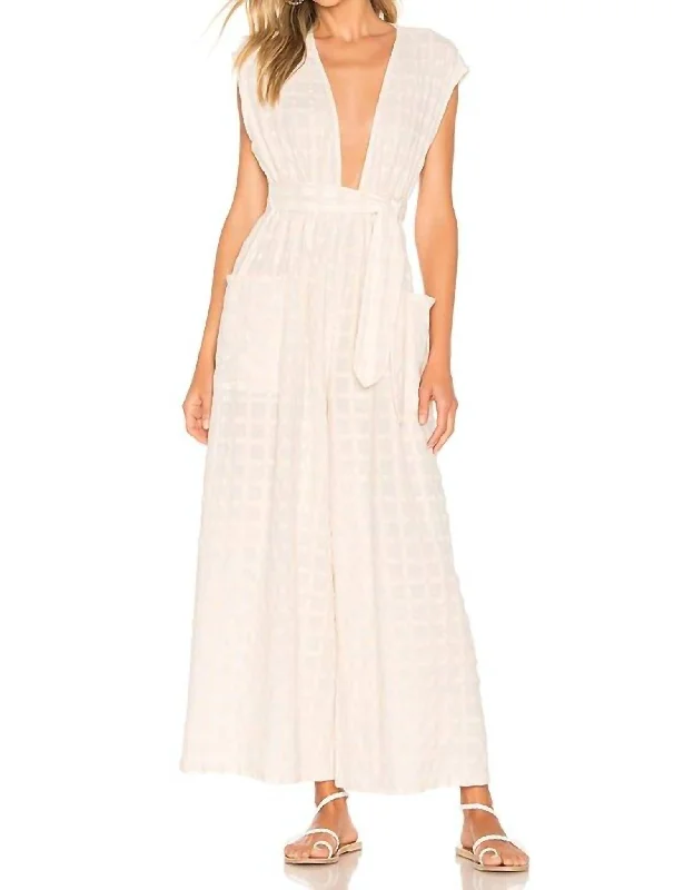 Stock Clearance Whitney Jumpsuit In Wht Sand