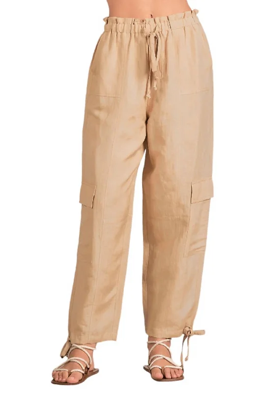 Special Offer Drawstring Cargo Pants In Taupe