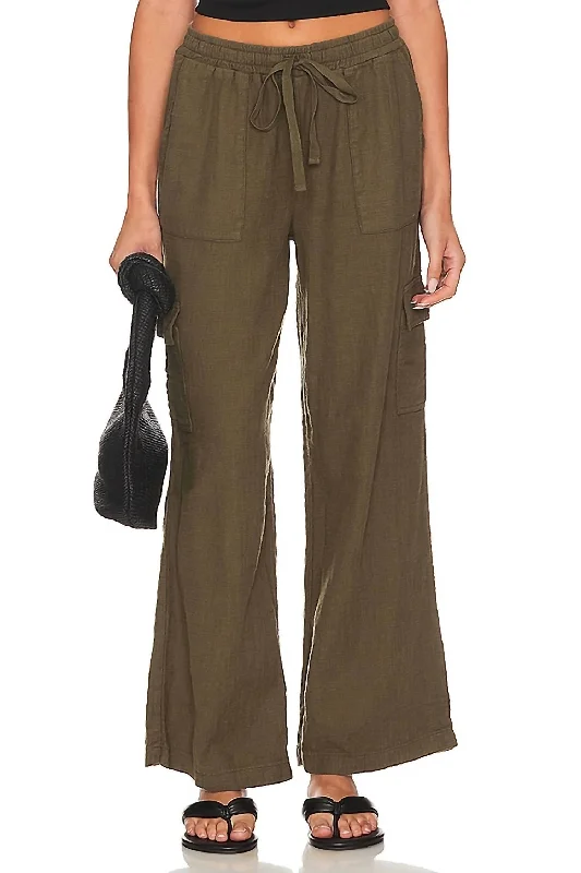 Weekend Savings Spectacular Wide Leg Cargo Pants In Troops(Olive)
