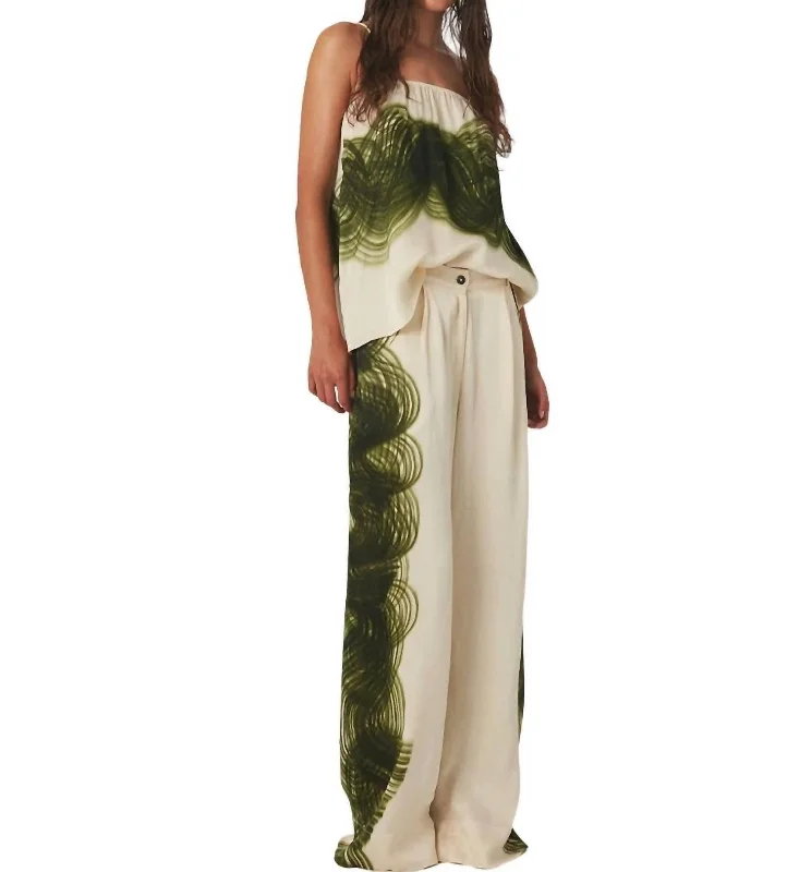 Lowest Prices Briana Swirl Pleat Wide Pant In Olive Chalk Combo