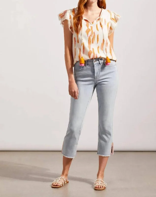 Shop and Save Audrey Straight W/side Slit & Embroidery In Coastline