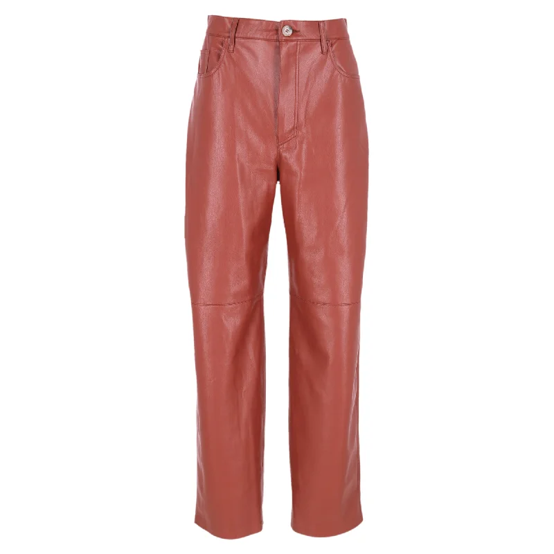 Special Price Nanushka Straight Leg Pants in Brown Polyester