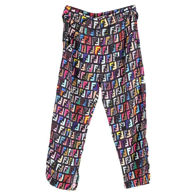 Half Price Fendi Zucca FF Cropped Pants in Multicolor Viscose