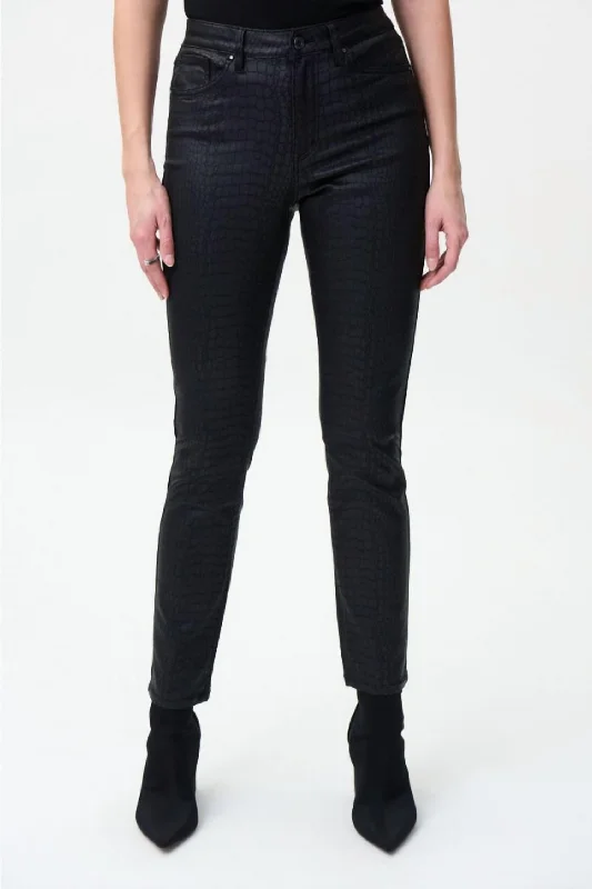 Steals and Deals Croc Print Pants In Black