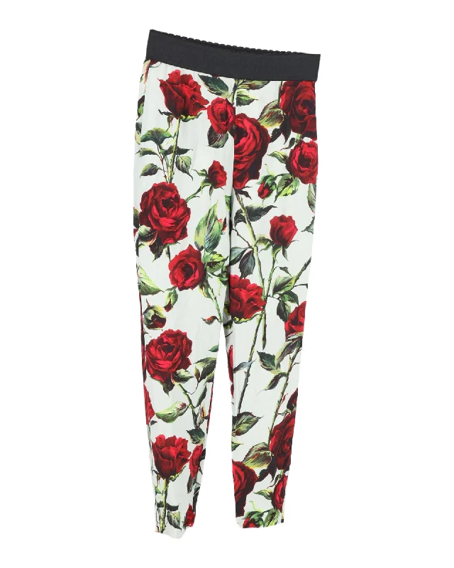 Crazy Deal Dolce & Gabbana Floral Print Leggings in Multicolor Silk