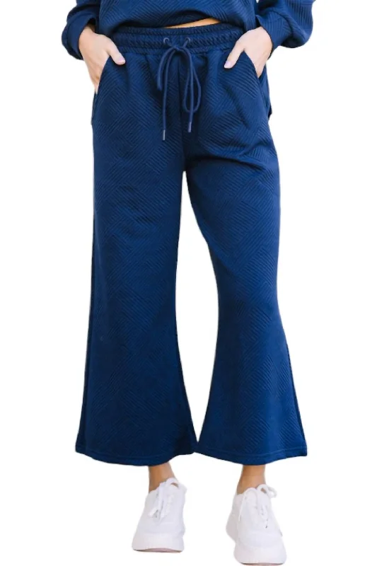 Year-End Sale Hamptons Textured Cropped Wide Pants In Navy