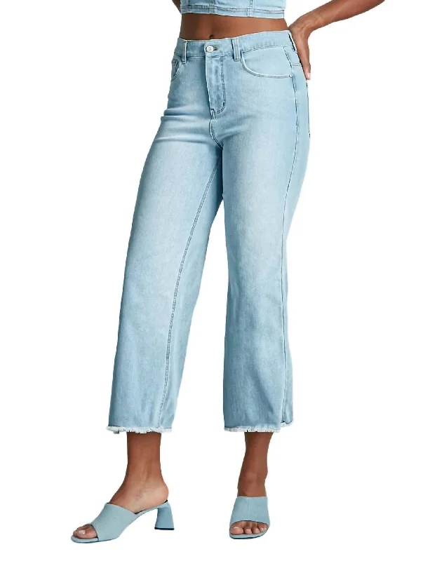 Early Bird Do It All Denim High-Rise Cropped Wide Leg Jean In Washed Indigo