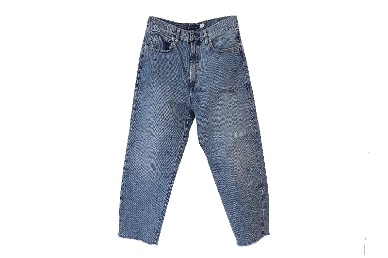 New Deal Levi's Barrel Cropped Jeans in Blue Cotton Denim