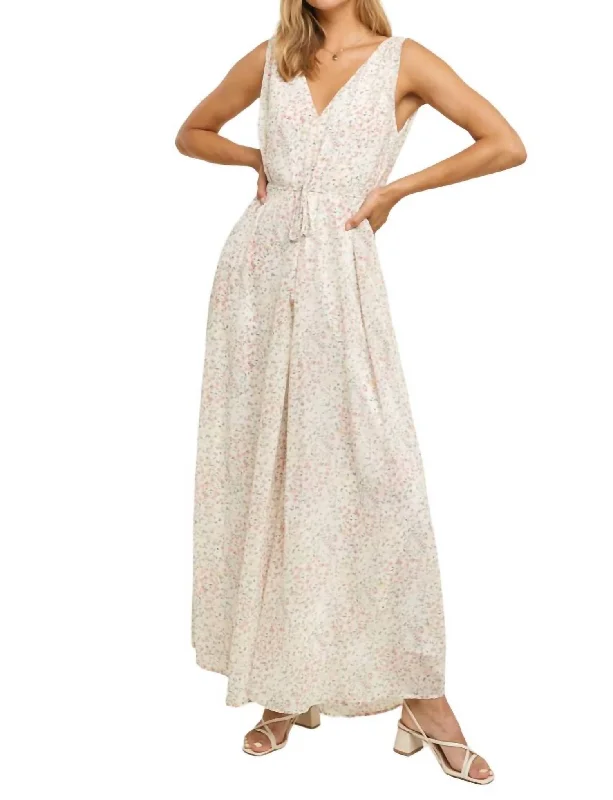 Exclusive Online Offer Ditsy Floral Jumpsuit In Cream