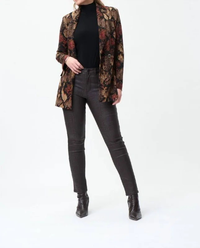 Stock Clearance Croc Print Pants In Brown
