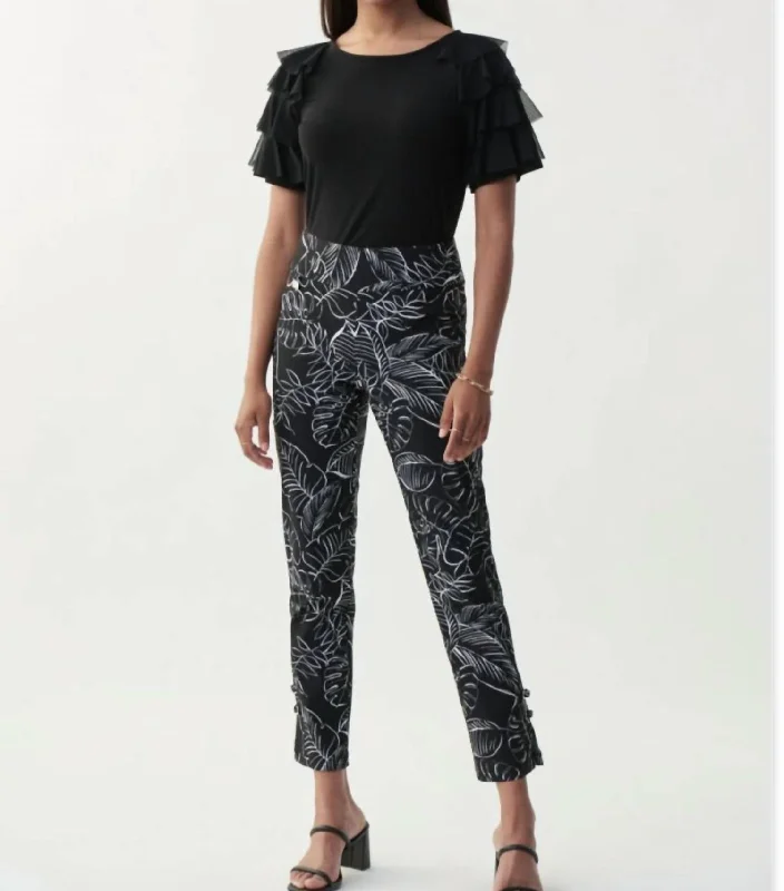 Now Available Palm Print Pant In Black Vanilla