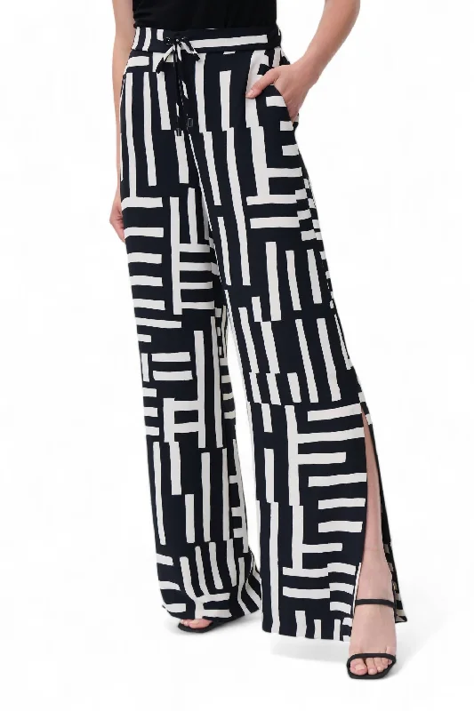 Overstock Sale Print Pant In Black Beige