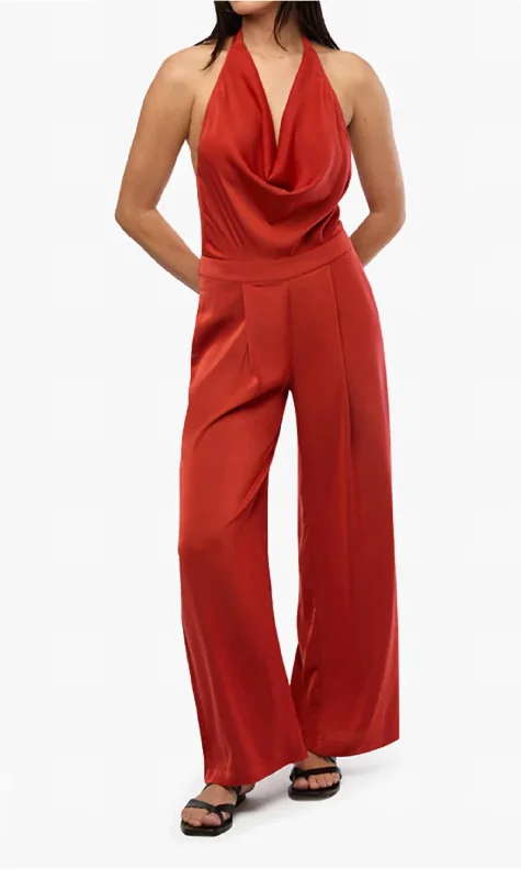 Weekend Savings Galore Halter Jumpsuit In Red