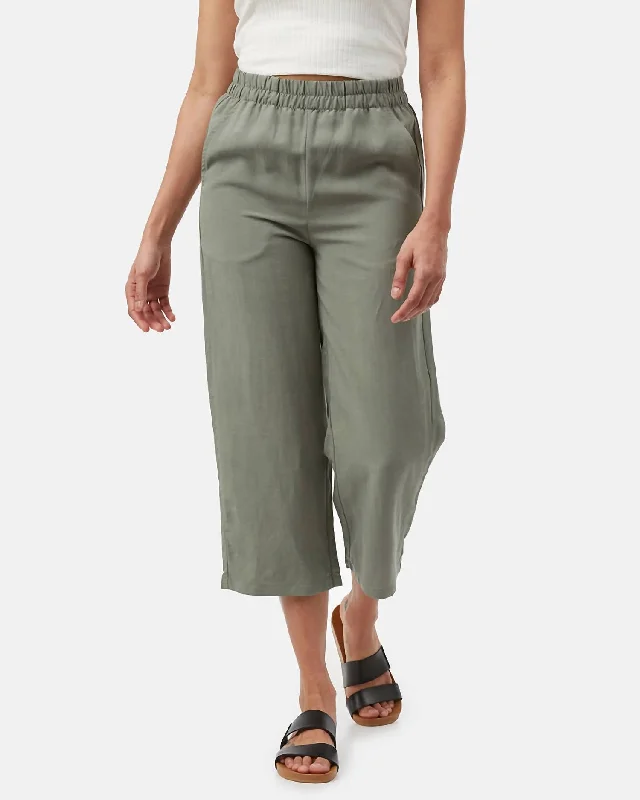 Stock Clearance Treelinen Billow Pants In Agave Green