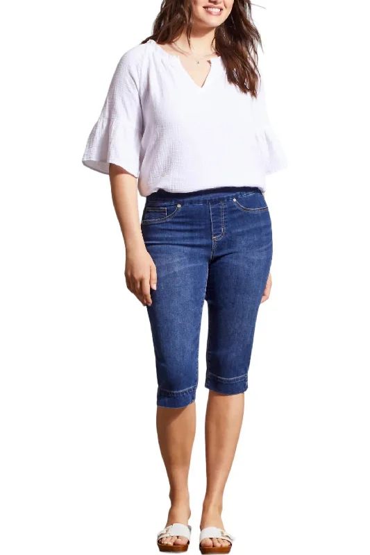 Online Only Audrey Denim Capri Pants In Blue