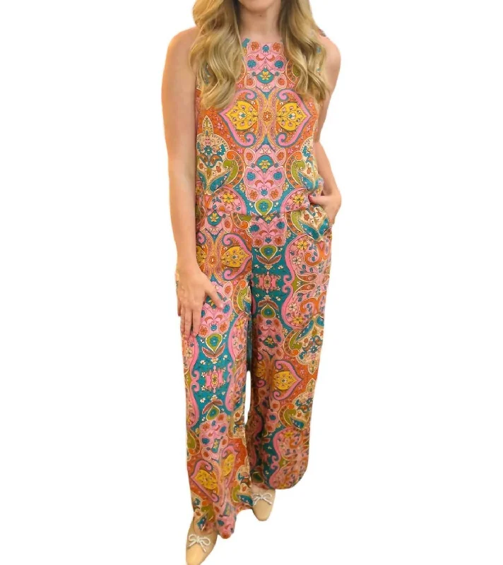 Unmissable Offer Paisley Print Wide Leg Pants In Coral