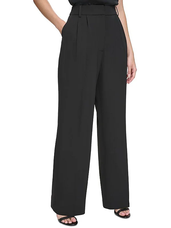 Seasonal Clearance Womens Pleated High Rise Wide Leg Pants