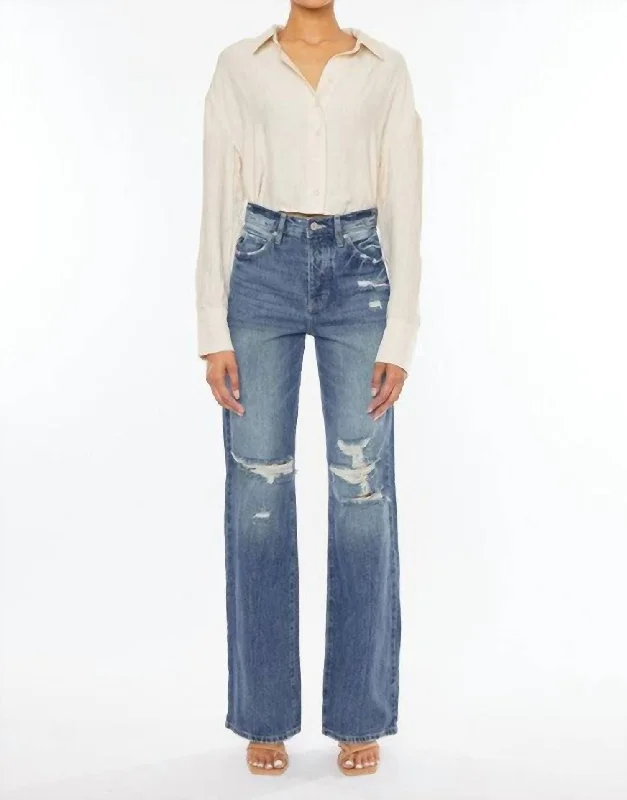Now or Never Gabbie Super High Rise Wide Leg Flare Jeans In Light Wash