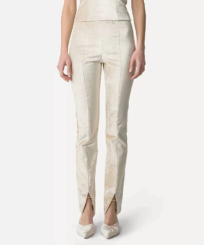 Amazing Value Cotton Viscose Velvet High Waist Pants In Ivory