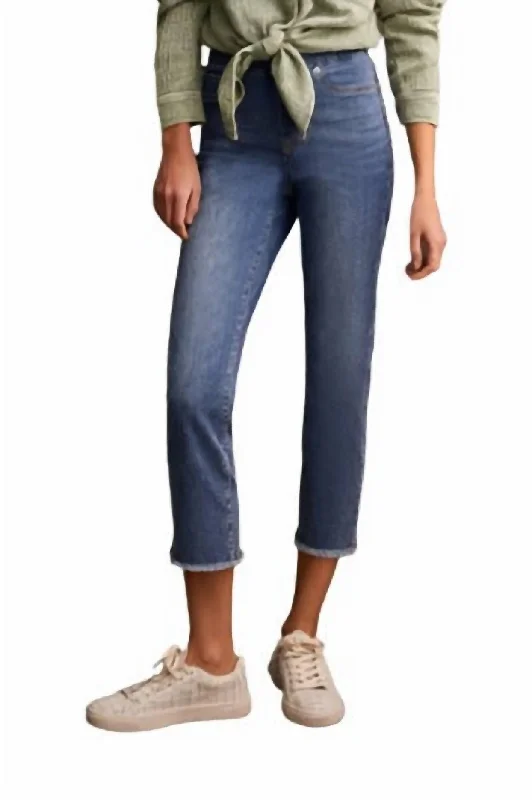 Reduced Prices Audrey Pull On Crop Pants In River Blue
