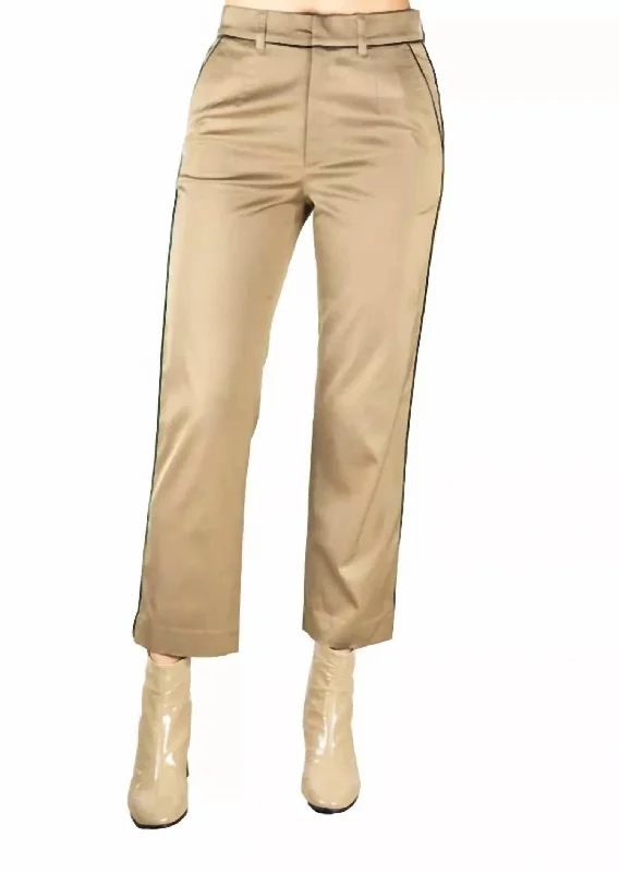 Exclusive Deal Tarika High Power Cupro Cropped Trouser In Khaki