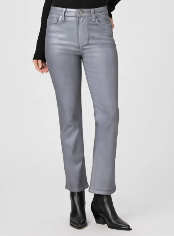 Weekend Deals That Dazzle Claudine Flare Jean In Silver Shimmer Luxe Coating