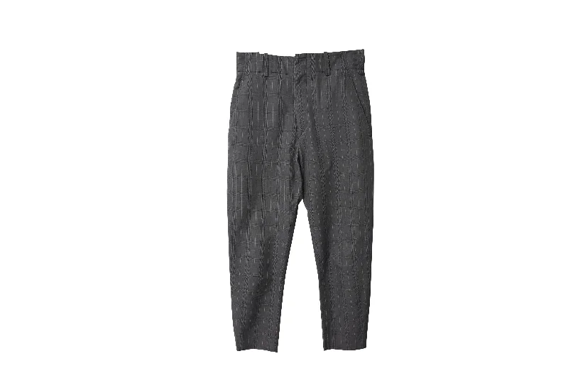 Bargain Bin Isabel Marant Etoile Noah Check Slim Pants in Grey Cotton