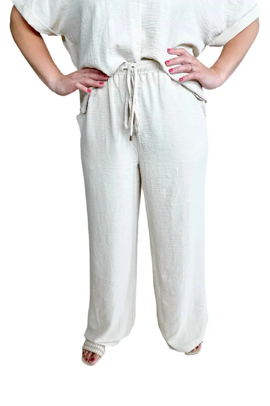 Cash Savings Sadie Drawstring Pants In Oat
