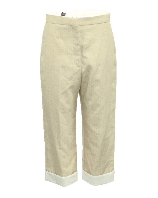 Year-End Sale Sandro Paris Microprint Cropped Wide Trouser in Beige Polyester
