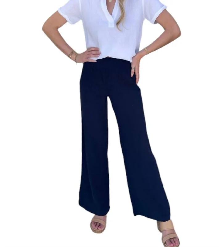 Weekend Deals That Sizzle Smocked Waist Wide Leg Pants In Navy