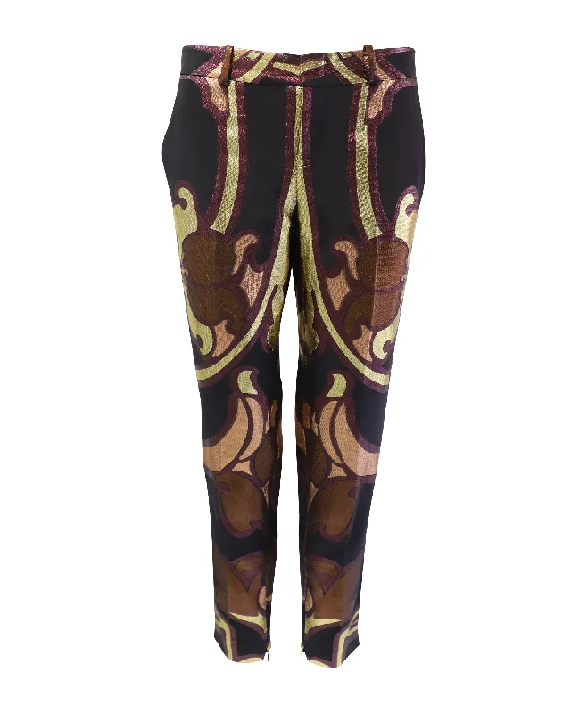 Weekend Deals That Dazzle Gucci Art Nouveau Disco Trousers in Multicolor Jacquard Silk
