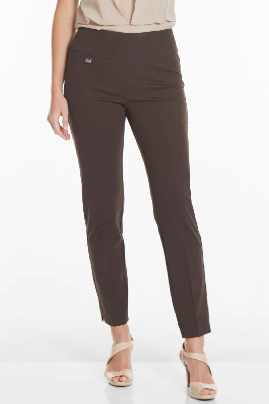 Now or Never Faux Pocket Ankle Pants In Chocolate