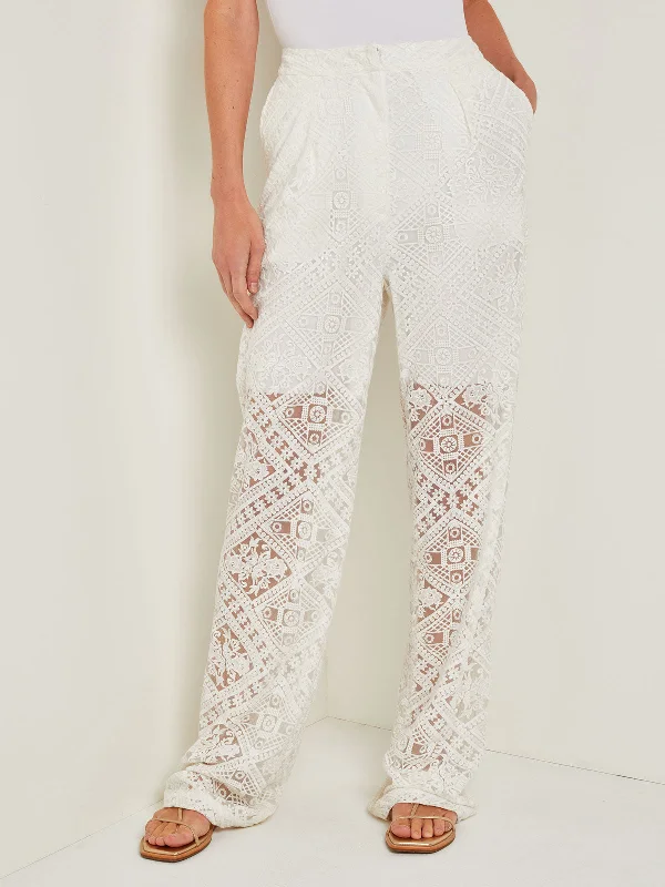 Weekend Deals That Amaze Button-Fly Straight Leg Pants - Lined Lace