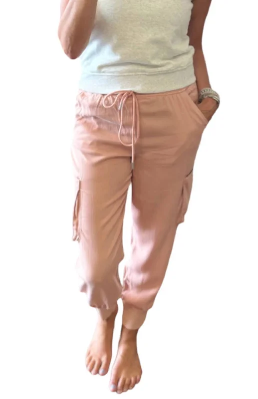 Members Only High Rise Cargo Joggers In Pink