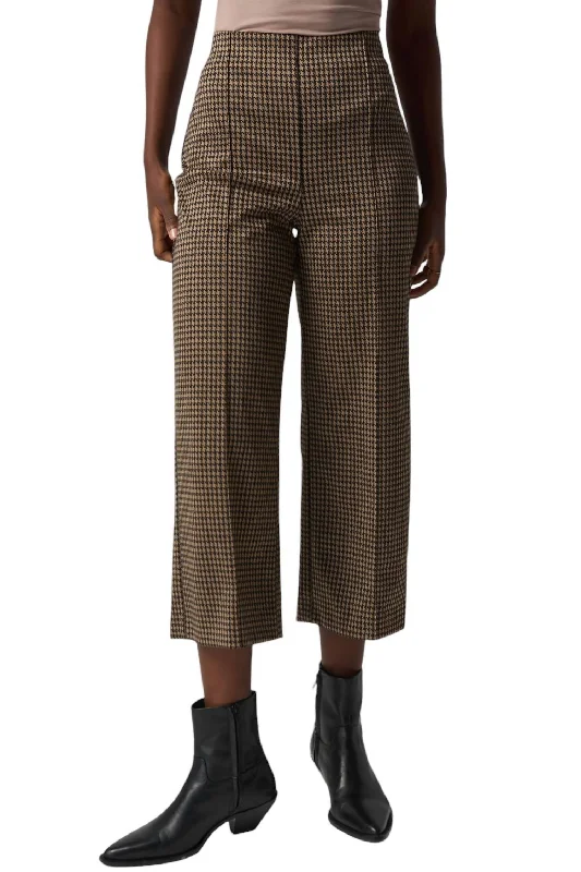 Price Rollback Houndstooth Wide Leg Pants In Black/beige