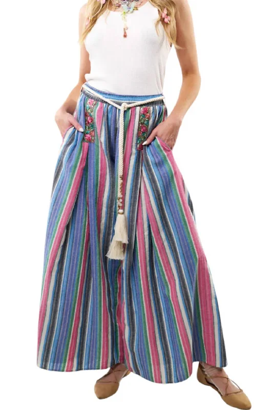 New Arrival Miss June Pants In Blue/white Stripes
