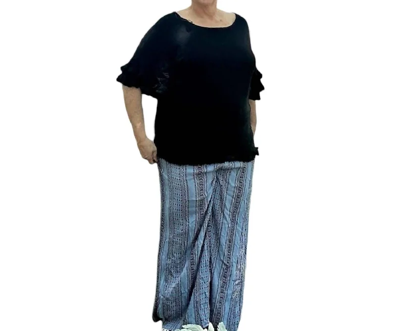 Savings Alert Delilah Lightweight Striped Pattern Pants In Navy