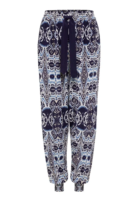 Year-End Deals Women's Genie Pants In Ikat Blue