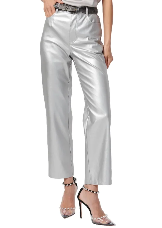 Crazy Savings Hanie Vegan Leather Pant In Silver