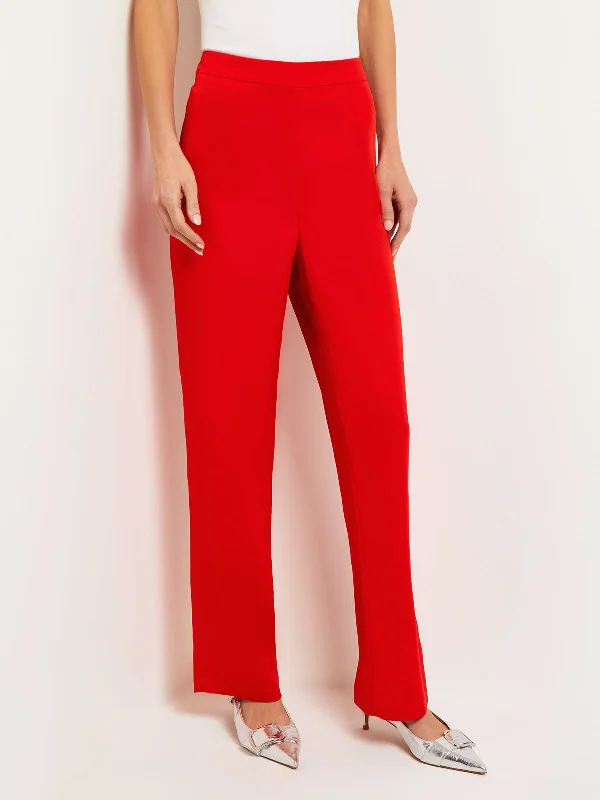 Weekend Bargains to Savor Crepe de Chine Wide Leg Pant, Sunset Red