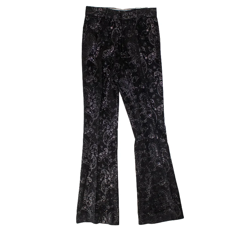 Price Rollback Amiri Paisley Velvet Glitter Flare - Black