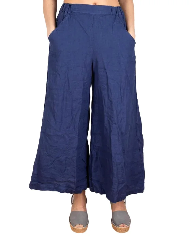 Weekend Deals That Excite Wendy Cropped Linen Pant In Marine