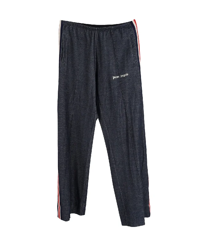 Weekend Deals That Spark Palm Angels Elasticated Loose Track Pants in Navy Cotton