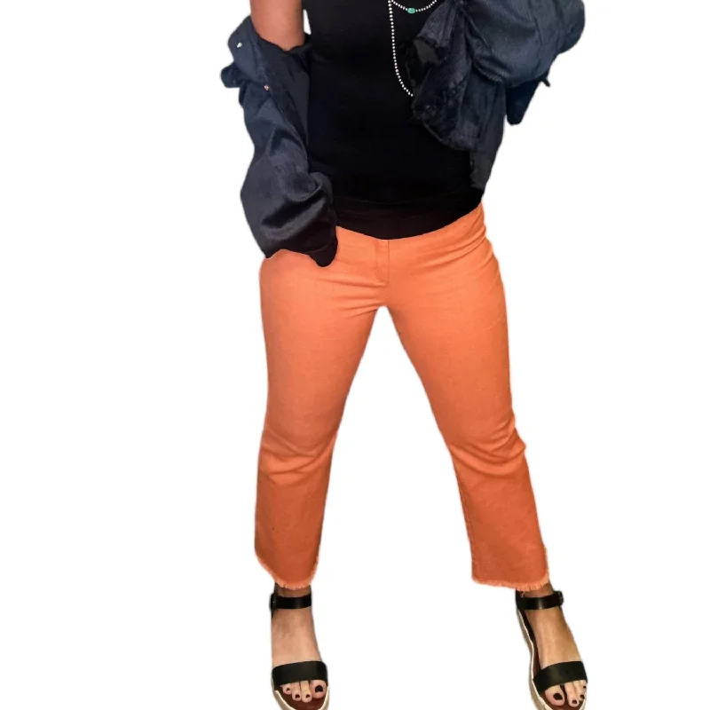 Savings Galore Stretchy Pants Cropped Flares In Orange Jeans